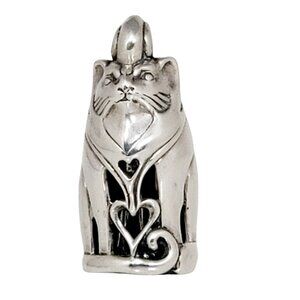 Vintage GRB Sterling Silver Cat Bell Charm Pendant - Artisan Jewelry